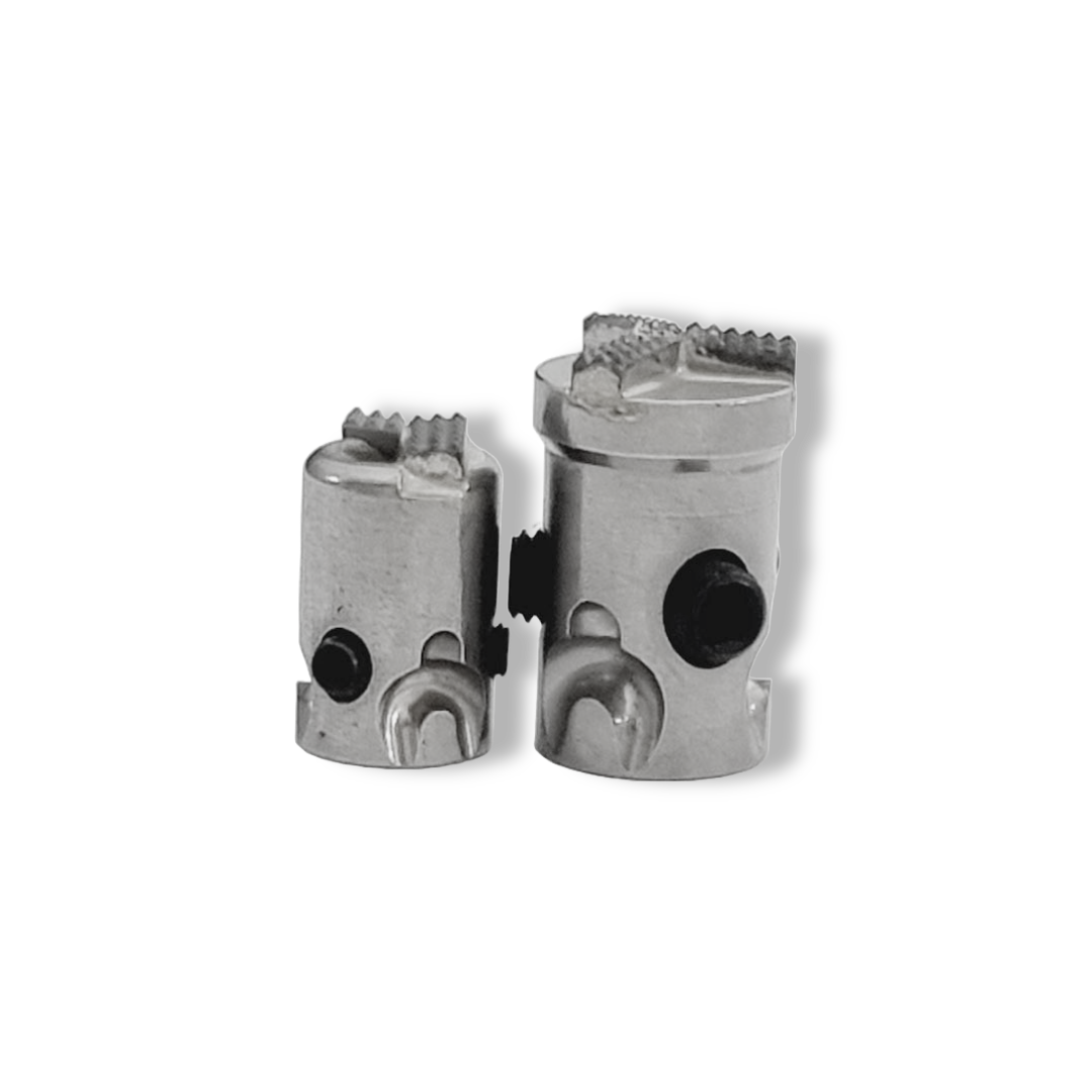 Croco Drill Head (No Chains) mounts to a flexible shaft with three set screws for removing blockages in sewer pipes