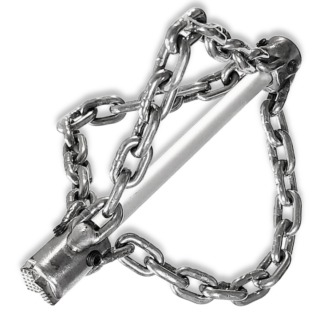 Lightweight - Plain Chain With Drill Head used with Ridgid snake drain and Boldan toilet auger for obstruction removal and cleaning limescale in PVC pipes